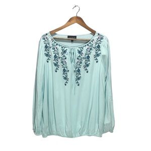 Lane Bryant Long Sleeve Embroidered Floral Boho Cottagecore  Blouse Size14